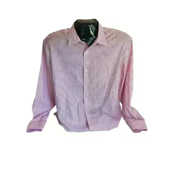 Charles Tyrwhitt Weekend Dress Shirt Men 2XL Pink Stripe Button Down Classic EUC - Picture 1 of 12